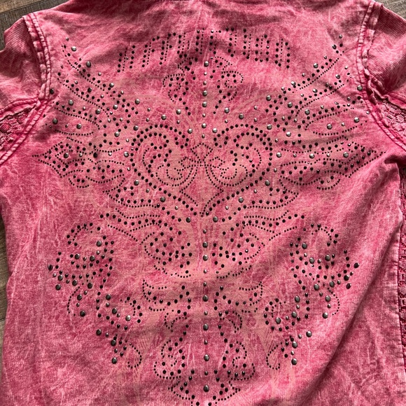 Y2K Affliction rhinestone embellished in distressed red wash full zip hoodie - Picture 10 of 12